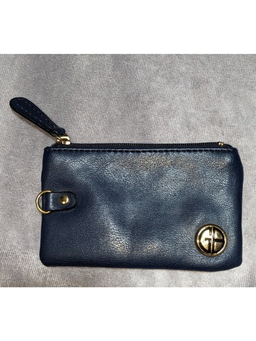 Giani Bernini Navy Blue Leather-Look Coin Purse With Gold-Tone Hardware